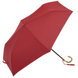 ビコーズ プレーンカラー トートバッグ ミニ レッド 赤 バンブー 竹 持ち手 傘 レディース 折傘 折りたたみ傘 雨傘 日傘 UVカット 遮光 晴雨兼用 手開きタイプ