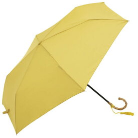 ビコーズ プレーンカラー トートバッグ ミニ イエロー 黄色 バンブー 竹 持ち手 傘 レディース 折傘 折りたたみ傘 雨傘 日傘 UVカット 遮光 晴雨兼用 手開きタイプ