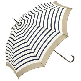 ビコーズ リムカラー ボーダー ベージュ ボーダー柄 傘 メンズ レディース 長傘 雨傘 日傘 UVカット 遮光 晴雨兼用 大きい 丈夫 手開きタイプ