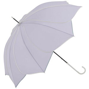 ビコーズ バイカラーパイピング パープル 紫色 花びら お花の形 傘 レディース 長傘 雨傘 日傘 UVカット 遮光 晴雨兼用 大きい 丈夫 手開きタイプ