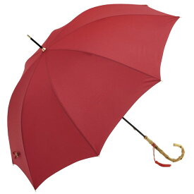 ビコーズ プレーンカラー レッド 赤 バンブー 竹 持ち手 傘 レディース 長傘 雨傘 日傘 UVカット 遮光 晴雨兼用 大きい 丈夫 手開きタイプ
