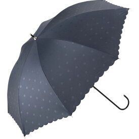 ビコーズ パラソル PU ドット ヒートカット ネイビー 紺色 傘 レディース 長傘 雨傘 日傘 UVカット99.9% 遮光 晴雨兼用 防水 はっ水加工 手開きタイプ