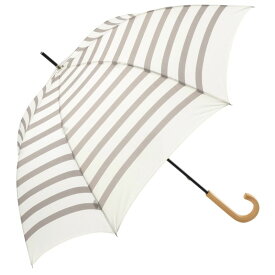 ビコーズ リペット ボーダー グレー 灰色 ホワイト系 傘 メンズ レディース ユニセックス 長傘 雨傘 日傘 UVカット 紫外線 遮蔽率 98％以上 晴雨兼用 大きい 軽量 丈夫 手開きタイプ サスティナブル