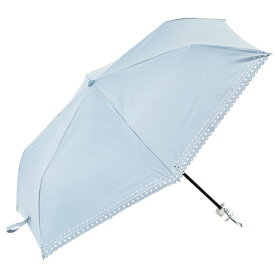 ビコーズ PUジオメトリックバイカラー ミニ サックス 青 ブルー系 傘 レディース 折傘 折りたたみ傘 雨傘 日傘 UVカット 遮光 晴雨兼用 手開きタイプ