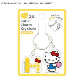 クラックス ハローキティ チビ2連 イニシャルチャームキーホルダー H かわいい バッグチャーム アクセサリー Hello Kitty アルファベット キーチェーン 推し活 推しカラー