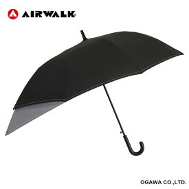 AIRWALK エアウォーク トランスフォーム傘 ブラック 55cm 子供 傘 キッズ 長傘 ワンタッチ ジャンプ式 透明窓付き カバンが濡れない