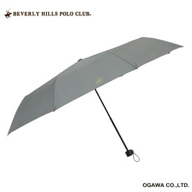 BHPC ビバリーヒルズポロクラブ メンズ 雨傘 折りたたみ傘 グレー 60cm 折畳傘 雨傘 無地 大判サイズ ワイド 大きい