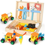 木のおもちゃ 大工知育玩具 工具セット モンテッソーリ教育 3歳 4歳 5歳 6歳 7歳 8歳 男の子 女の子 クリ…