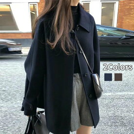 ウールコート レディース ロング丈 大きめサイズ 秋冬用 防寒 体型カバー カシミヤ混 ゆったりテーラード ギフトプレゼント 30代40代50代60代 実用的で暖かい