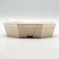 【 FAN-09B / FAN-09F 】使い捨て 木製容器（八角形Mサイズ）【50個セット:本体＋透明フタ】　おせち 重…