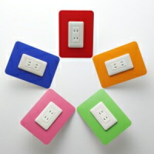 らく替えくん ★10色柄シート貼済 コンセント スイッチ おしゃれ インテリア 修理 火災予防 壁 汚れ防止 赤 青 オレンジ ピンク 黄緑 石目調 色分 DIY 取り換え リフォーム リノベーション 防