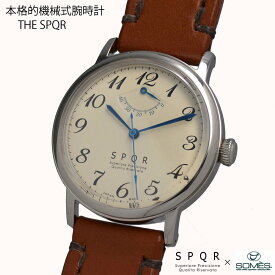 THE SPQR 手巻パワーリザーブ(アイボリー)×日本で唯一の馬具メーカーSOMESの職人がハンドメイドで仕上げた渾身の4mm厚時計バンド 手巻き ウォッチ 日本製 国産時計 腕時計