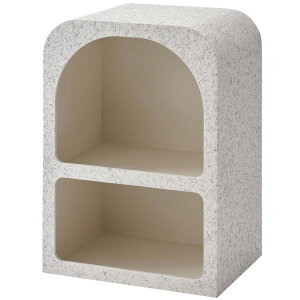 【メーカー直送】テラゾー柄 2段収納 棚 選べる2色 東谷家具 棚 飾り棚 2段 繊維板 おしゃれ シンプル シック モダン おしゃれ 角丸 ホワイト ライトグレー コンパクト