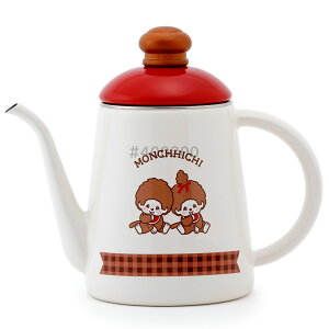モンチッチ チェック 11cm コーヒーポット 細口 ホーロー 1.0L ガス火 IH対応 富士ホーロー MNC-11CP 【 ドリップポット 琺瑯 直火 IH 200V ほうろう コーヒー ドリップ キャラクター グッズ 】
