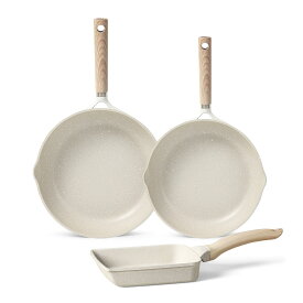 【今なら！1500円OFF！】CAROTE カローテ フライパン セット 3点 20cmフライパン 26cm 卵焼き器 IH&ガス火対応 PFOAなどの有害物質不使用 5層構造 マーブルコート 軽量 1人暮らしセット おしゃれ こびりつかずに お手入れ簡単 Cosyシリーズ 365日保証 グレージュ