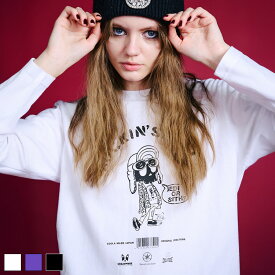 【 SALE / 30%OFF 】《 ロッキン スカル プリント L/S ベーシック Tシャツ ホワイト 》 COOLA クーラ トップス TOPS ロンティー 長袖 ロングスリーブ ロック ROCK ロゴ ティーシャツ おしゃれ レディース カジュアル ストリート レディースファッション モード きれいめ