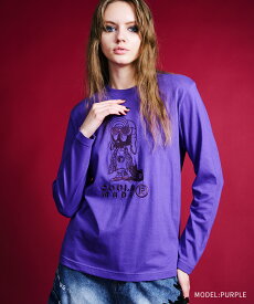 【 SALE / 50%OFF 】《 ロッキン スカル エンブロイダリー L/S ベーシック Tシャツ パープル 》 COOLA クーラ トップス ロンティー ロンT 長袖 カットソー 刺繍 猫 ネコ アニマル インナー おしゃれ レディース カジュアル ストリート レディースファッション モード