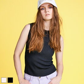 【 SALE / 50%OFF 】《 チュール ドッキング サマー リブ ニット TOPS ブラック 》 COOLA クーラ トップス リブニット ハート ワッペン 透け感 ノースリーブ タンクトップ リブニット サマーニット 異素材 おしゃれ レディース ジュアル キレイめ スポーティ モード