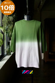 期間限定P10倍【is-ness / イズネス】24SS GRAMICCI for HORIZON OVERDYE T-SHIRT(1006GRAMICCIT01)GREEN×LIGHT PINK