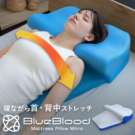 枕 猫背 巻き肩 BlueBlood Mitra 胸を開く枕 肩 首 背中も支える まくら 背中まで支える テレビで紹介 ストレッチ 肩こり 首こり 低反発 スマホ首 仰向け いびき 寝姿勢サポート 背筋 負担軽減 快眠 安眠 母の日 父の日 ギフト プレゼント 実用的 ブルーブラッド ミトラ