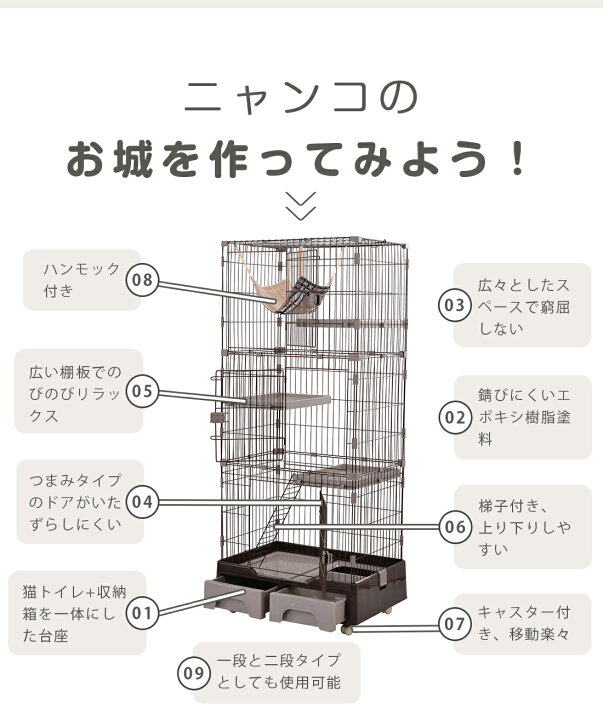 楽天市場 猫 ケージ トイレ付 ハンモック付 収納型 キャットケージ 3段 猫 キャスター付 猫ゲージ おしゃれ キャットハウス ネコ ハウス 多段 留守番 保護 脱走防止 多頭飼い 多頭 スチール ペットケージ 新作自信作 Coomo