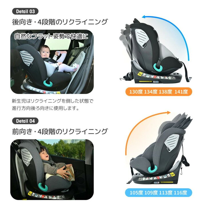 楽天市場】【新タイプ登場！】チャイルドシート ISOFIX 新生児 回転式 