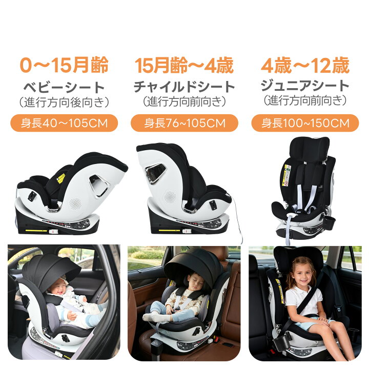 楽天市場】【片手で回転】チャイルドシート ISOFIX 360度回転 新生児 