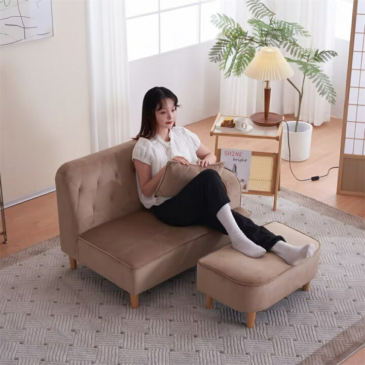 レザー ソファベッド 2.5人掛け オットマン付き 家具 My109 - 2人掛け 