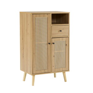 【全店P5倍!本日限り】【ラタン調】キャビネット サイドボード 収納 木製 リビングボード おしゃれ チェスト 引き出し 木製脚 サイドチェスト サイドキャビネット テレビ台 収納棚 おしゃ