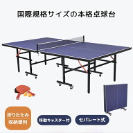 卓球台 国際規格サイズ 折りたたみ セパレート式 移動キャスター付 コンパクト 専用ネット付 ラケット付 …