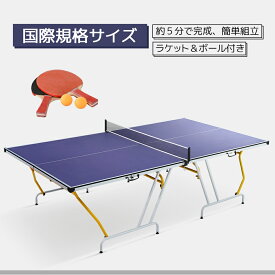 【全店P5倍！2時〜】【組立品】卓球台 国際規格サイズ 折りたたみ セパレート式 持ち運び便利 専用ネット付 ラケット付 ピンポン球付 折りたたみ 自主練 1年保証付き 室内用 組立品 家庭用 練習用 トレーニング