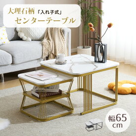 【マラソン限定！P5倍★8/11迄】【2タイプ/2点セット】センターテーブル 大理石風 ローテーブル 収納付き 入れ子式 ネストテーブル 正方形 丸型 大きめ 大理石柄 スチール脚 頑丈 おしゃれ カフェテーブル サイドテーブル リビングテーブル モダン 北欧