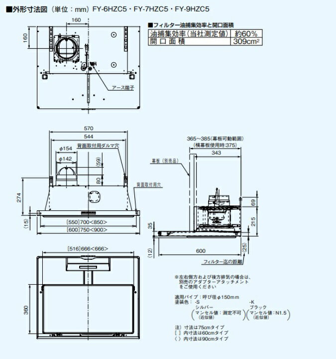 楽天市場】『在庫あり』 パナソニック FY-6HZC5-K 換気扇 レンジフード 