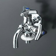 水栓金具 KVK　K124BNZ　二口横水栓(ツバ付ワンタッチニップル付) 寒冷地用