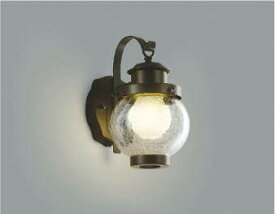 コイズミ照明　AUE647097　ポーチライト 壁 ブラケットライト 白熱球40W相当 LED付 電球色 防雨型 茶色 透明ひび焼ガラス
