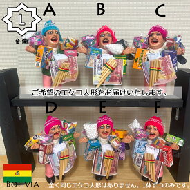 《選べるエケコ/Lサイズ》選べるから愛着たっぷり！/画像のエケコ人形を即納/紙幣ミニチュアプレゼント中！■祈祷済み■TVで紹介されたボリビア製■婚活/結婚/恋愛/金運/縁起物/幸運/開運/祈願/グッズ/福の神/スピリチュアル/パワースポット/願掛け■身長20cm