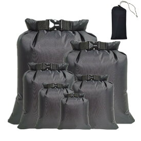 ドライバッグ 防水 スタッフバッグ スタッフサック 収納バッグ 軽量 ロールトップ (6サイズ, ブラック)