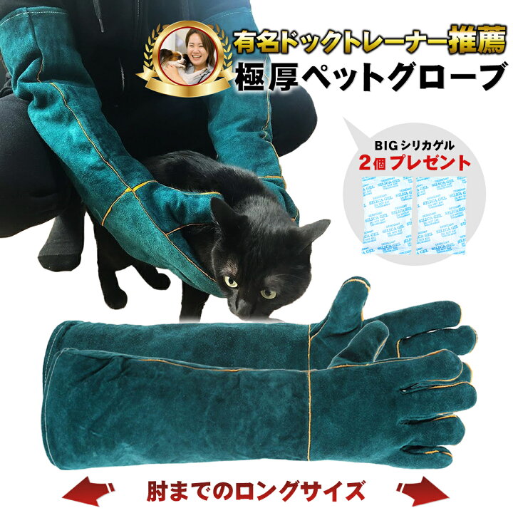 楽天市場 楽天1位 和田工業 ペット グローブ 噛みつき 引っかき 犬 猫 セーフティグローブ 牛革 厚手 保護 手袋 爬虫類 園芸 耐摩耗性 耐熱性 ロング 肘 有名ドッグトレーナー推薦 コペルスタイル R