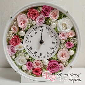 プリザーブドフラワー 花 ギフト 時計 花時計 お祝い プレゼント フレーム 壁掛け 結婚祝い 出産祝い 還暦祝い 退職祝い 新築祝い 枯れない花 ピンク