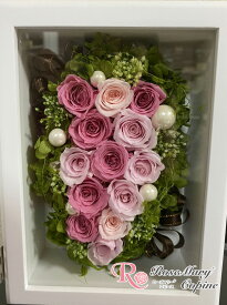 プリザーブドフラワー 花 ギフト 写真立て フォトフレーム プレゼント お誕生日 お祝い ギフト プリザ アレンジ ローズ フレーム フレームアレンジ バースデー 新築祝い 結婚祝い お見舞い ボックス 2Lサイズ・ハガキサイズ対応 ピンク