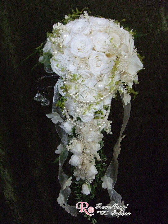 楽天市場】プリザーブドフラワー ブーケ キャスケードブーケ 花嫁  