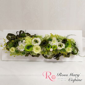 プリザーブドフラワー 花 ギフト 横長アレンジ クリアケース入り お祝い 結婚祝い 新築祝い バースデープレゼント ギフト バラ カーネーション 還暦祝い 枯れない花 グリーン