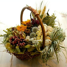 ドライフラワー ギフト 敬老の日 バスケット アレンジメント 敬老の日 【ナチュラルドライフラワーの花かご】 プレゼント インテリア オシャレ カントリー ナチュラル 花かご