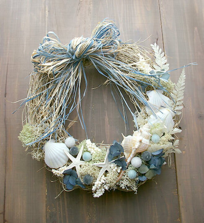 楽天市場 Wr Lamerドライフラワー リース シェルリース ラ メール サマーリース Coppe Craft Workshop