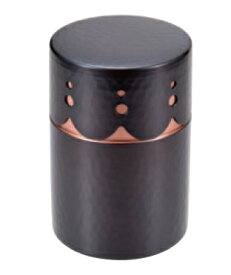 透かし彫り茶筒（中）　銅　黒銅仕上げ　送料無料　COPPER100　新光金属　新光堂
