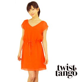 TWIST&TANGO ツイストアンドタンゴレディス　ウエスト絞りワンピース　ハーフスリーブ　オレンジ　Lollo Dress　【30】【正規品】【メール便不可】