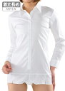 着崩れないシャツ ボディシャツ　長袖　やわらかストレッチ　ツナギ（ホワイト）（ ブラウス 白シャツ 長袖 ブラウス レディース 無地 オフィス 長袖 シャツ リクルート 制服 ブラウス）_re