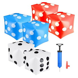 HAMILO ジャンボサイコロ PVC製 約32×32cm 空気入れ付属 3色 合計6点セット (レッド×ブルー×ホワイト)