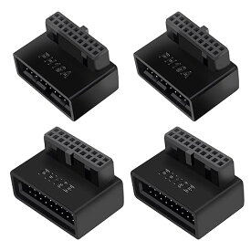 HAMILO L型変換アダプタ USB3マザーボード用 90度 オーバーモールド 2種計4点セット