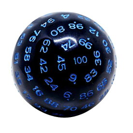Felimoa 100面ダイス ボードゲーム パーティー サイコロ 直径約45mm (ブラック×ブルー)